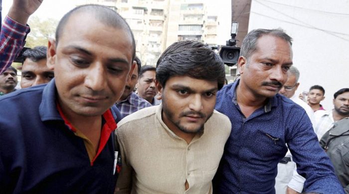 Ahmedabad: Patidar Community leader Hardik Patel being produced in a court in Ahmedabad on Tuesday. PTI Photo (PTI11_3_2015_000175B)