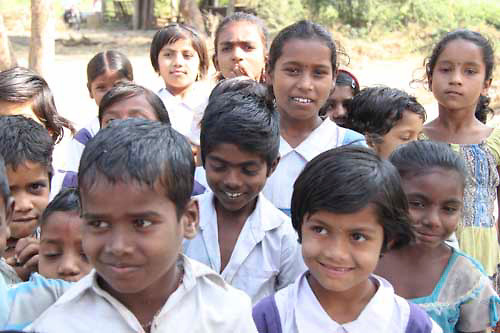 Children at a primary govt. school in Solapur, Maharashtra, India.